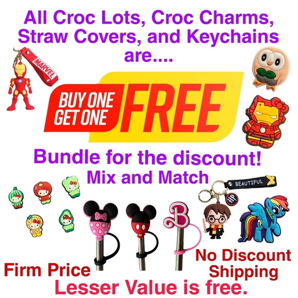 BOGO Croc Lots, Croc Charms, Straw Covers, and Keychains!!!! Mix and Match! - Picture 1 of 1